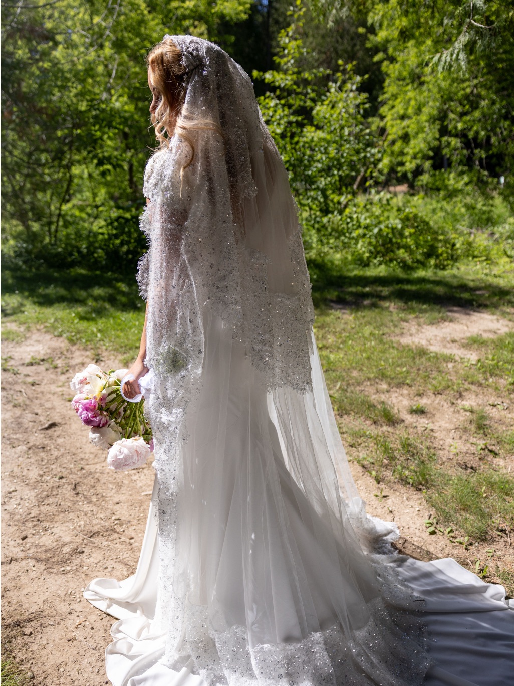 For Love And Lemons White Beaded Bridal Veil